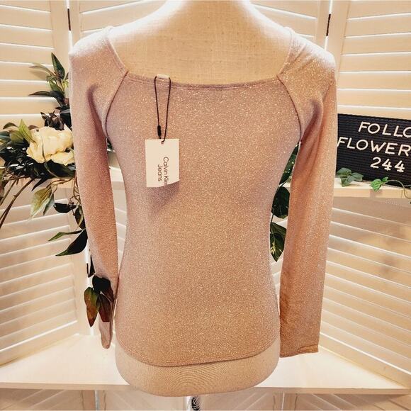 CALVIN KLEIN BEIGE SPARKLE SWEATER SIZE SMALL - Picture 3 of 5